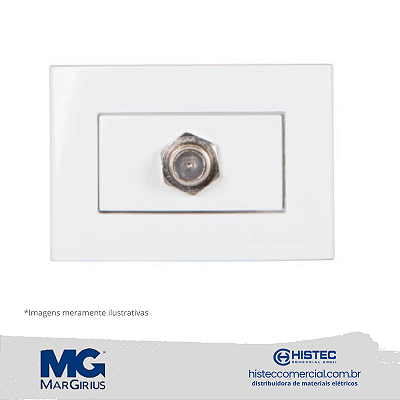 CONJUNTO TOMADA ANTENA TV 75 OHMS PARA MOVEIS MARGIRIUS SLEEK BR 16155