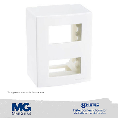 CAIXA SOBREPOR 95x75 2P SEPARADOS COM SUPORTE MARGIRIUS SLEEK BR 18645
