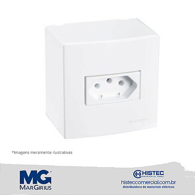 CAIXA SOBREPOR 75x75 COM TOMADA 10A MARGIRIUS SLEEK BR 18658