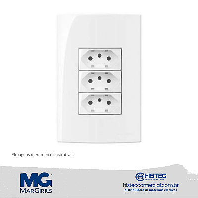 CONJUNTO 3 TOMADAS 2P+T PB 10A 250V 4x2 MARGIRIUS SLEEK BR 18663