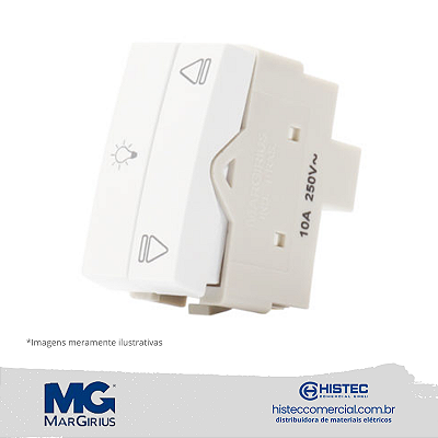 MÓDULO INTERRUPTOR DUPLO PARALELO GRAVADO LÂMPADA+REVERSÃO (MINI) MARGIRIUS SLEEK BR 18725