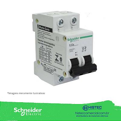 DISJUNTOR K32A 2 POLOS CURVA B 16A REF 11251 SCHNEIDER