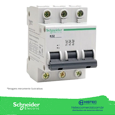 DISJUNTOR K32A 3 POLOS CURVA C 16A REF 11287 SCHNEIDER