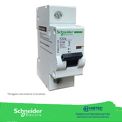 DISJUNTOR K32A1C125 1 POLO CURVA C 125A 6KA 220V SCHNEIDER / MERLIN GERIN