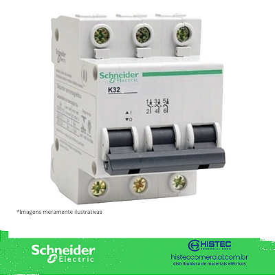 DISJUNTOR K32A3C10 3 POLOS CURVA C 10A 6KA 220V SCHNEIDER / MERLIN GERIN
