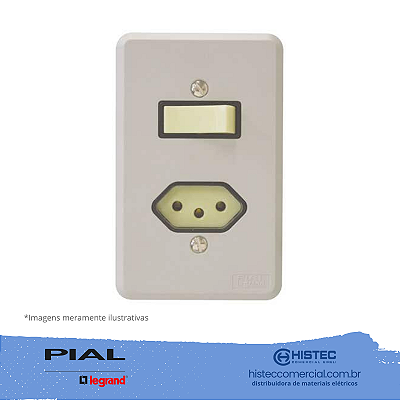 SILENTOQUE 054347 CONJUNTO INTERRUPTOR PARALELO+TOMADA 2P+T 10A COM PLACA PIAL