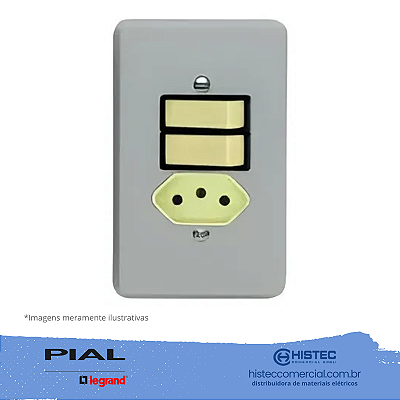SILENTOQUE 054349 CONJUNTO INTERRUPTOR SIMPLES+PARALELO+TOMADA 2P+T 10A COM PLACA PIAL