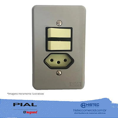 SILENTOQUE 054390 CONJUNTO 2 INTERRUPTOR PARALELO+TOMADA 2P+T10A COM PLACA PIAL