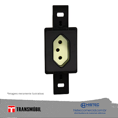 TOMADA CONDULETE 2P+T RETANGULAR 10A 250V PRETO/VERDE 23081 TRANSMOBIL