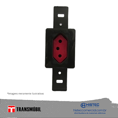 TOMADA CONDULETE 2P+T RETANGULAR 10A 250V PRETO/VERMELHO 23083 TRANSMOBIL