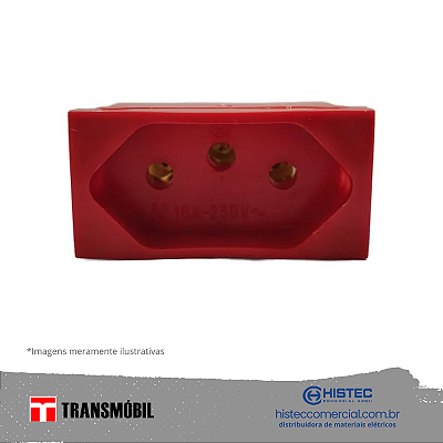 MÓDULO TOMADA 3P 10A 250V VERMELHA 25037 NBR14136 TRANSMOBIL
