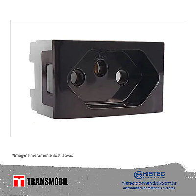 MÓDULO TOMADA 3P 20A 250V PRETO 25034 NBR14136 TRANSMOBIL