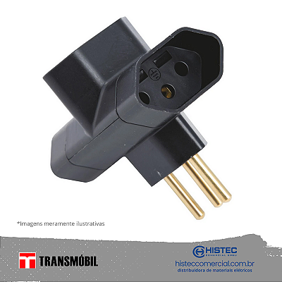 PLUG 3 SAIDAS "T" NBR14136 2P+T 10A 250V 11547 PT TRANSMOBIL