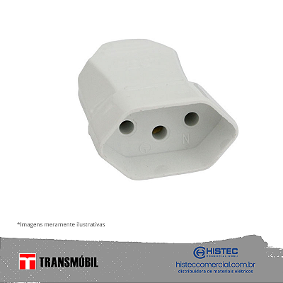 PLUG FEMEA 2P+T LINHA 10A BR REF 11215 NBR-14136 TRANSMOBIL