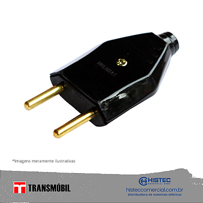 PLUG MACHO 2P LINHA 10A PT REF 11110 NBR-14136 TRANSMOBIL