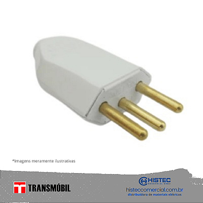 PLUG MACHO 2P+T LINHA 10A BR REF 11216 NBR-14136 TRANSMOBIL