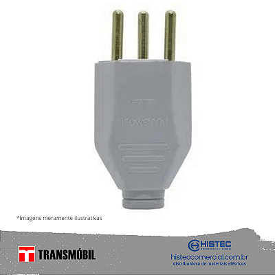 PLUG MACHO 2P+T LINHA 10A CZ REF 11416 NBR-14136 TRANSMOBIL