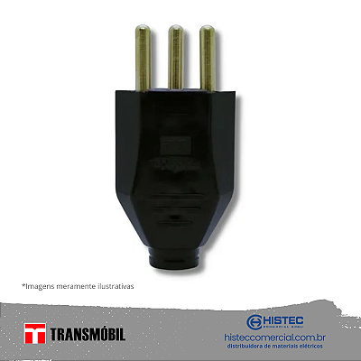 PLUG MACHO 2P+T LINHA 10A PT REF 11116 NBR-14136 TRANSMOBIL
