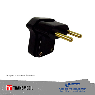 PLUG MACHO COM PRENSA CABO 2P 10A 250V PT 11102 PT TRANSMOBIL