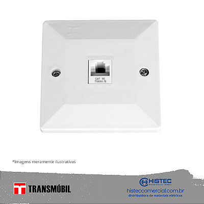 TOMADA TELEFONE RJ11 2 VIAS 1 LINHA SISTEMA "X" BRANCO 13042 TRANSMOBIL