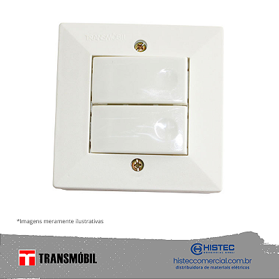2 INTERRUPTORES PARALELOS 10A 250V SISTEMA "X" BRANCO 13051 TRANSMOBIL
