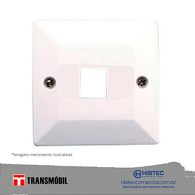 PLACA 75X75 PARA 1RJ SISTEMA "X" BRANCO 13500 TRANSMOBIL