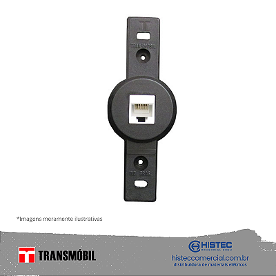 TOMADA EMBUTIR COM HASTE REDONDA COM RJ45 8 VIAS CAT5e PRETA 15031 TRANSMOBIL
