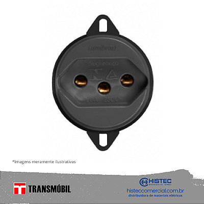 TOMADA PISO 2P+T 10A 250V PT 23044N NBR-14136 TRANSMOBIL