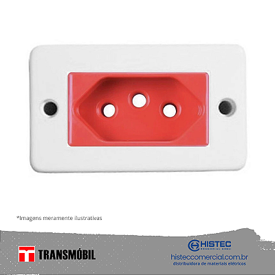 TOMADA SOBREPOR 2P+T 10A VM 17020 NBR14136 TRANSMOBIL