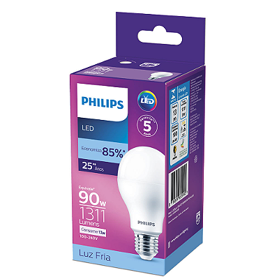 LÂMPADA LED bulbo Philips A60 9,0W 806 lumens E-27 6500K BIVOLT