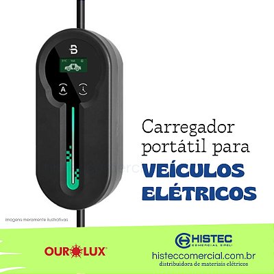 CARREGADOR VEICULAR PORTATIL 3,7KW BIVOLT EV001 OUROLUX