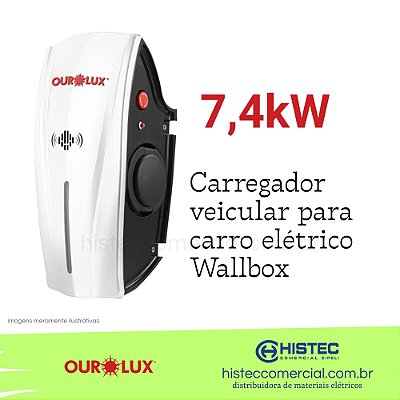 CARREGADOR VEICULAR PAREDE 32A 7,4KW 220V EV003 OUROLUX