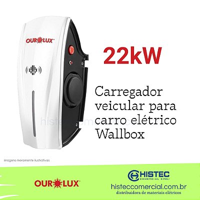 CARREGADOR VEICULAR PAREDE 32A 22KW 380V EV004 OUROLUX