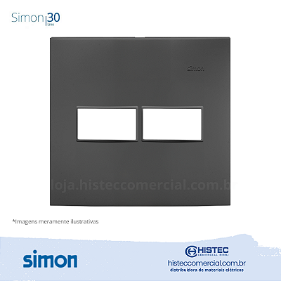 PLACA 4x4 2P+SUPORTE GRAFITE SIMON 30 LINE 300911-58