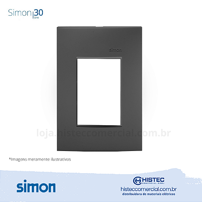 PLACA 4x2 3P+SUPORTE GRAFITE SIMON 30 LINE 300913-38