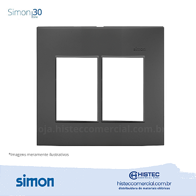 PLACA 4x4 6P+SUPORTE GRAFITE SIMON 30 LINE 300913-58