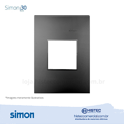 PLACA 4x2 2P+SUPORTE GRAFITE SIMON 30 LINE 300922-38