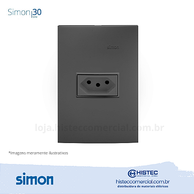 CONJUNTO TOMADA 2P+T 20A 250V GRAFITE SIMON 30 LINE 300926-38