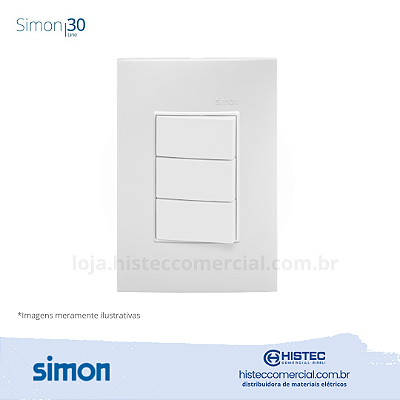 CONJUNTO 3 INTERRUPTORES SIMPLES 10A BRANCO SIMON 30 LINE 300937-30