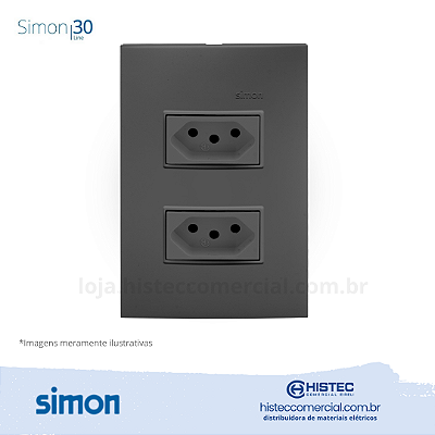 CONJUNTO 2 TOMADAS 2P+T 10A 250V GRAFITE SIMON 30 LINE 300954-38