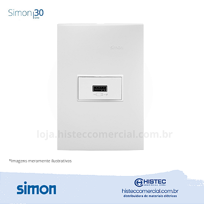 CONJUNTO TOMADA USB 2.1A BIVOLT BRANCO SIMON 30 LINE 300963-30