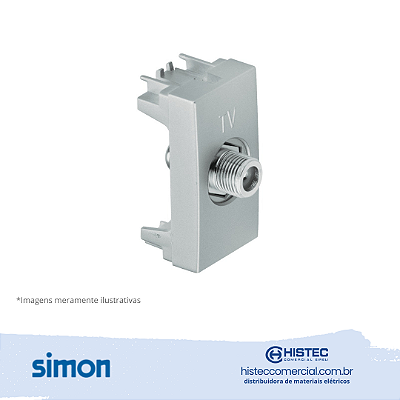 TOMADA COAXIAL PARA TV 75ohms ALUMINIO SIMON 30.476-34