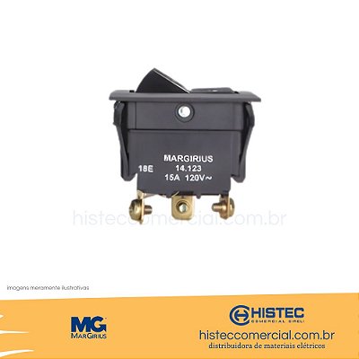 Interruptor unipolar 15A 14123 MFT3FEP1Q LED Vermelho Margirius