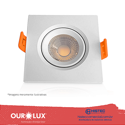 LUMINÁRIA SUPERLED SPOT QUADRADA 5W 3000K BIVOLT BR 05603 OUROLUX