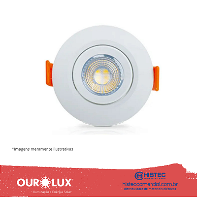 LUMINÁRIA SUPERLED SPOT REDONDA 3W 3000K BIVOLT BR 05611 OUROLUX
