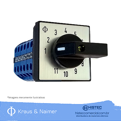 CHAVE SELETORA 11 POSIÇÕES PARA RAIO "X" 25A CA20A238BRA300EG KRAUS & NAIMER