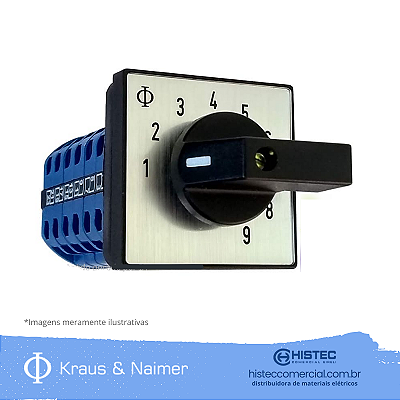 CHAVE SELETORA 9 POSIÇÕES RAIO "X" 25A CA20.WAA236/BRA300.EG KRAUS & NAIMER
