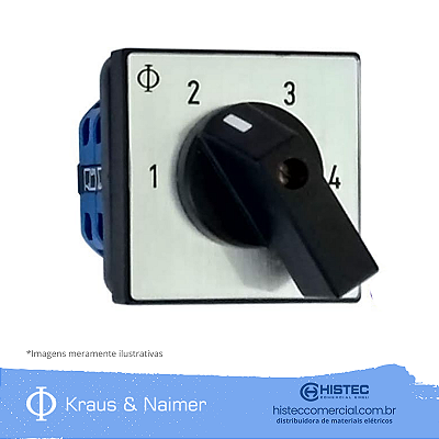 CHAVE SELETORA 1-2-3-4 2P CB8-A251.600-E KRAUS & NAIMER