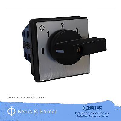 COMUTADORA 20A 1P 3 POSIÇÕES+0 FRONTAL CA10-WAA330.600-E KRAUS & NAIMER