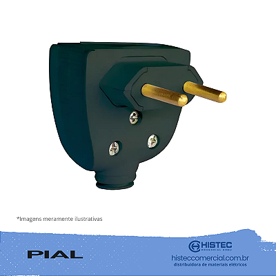 PLUGUE 615850 MACHO LATERAL/AXIAL 2P 10A 250V PT NBR PIAL